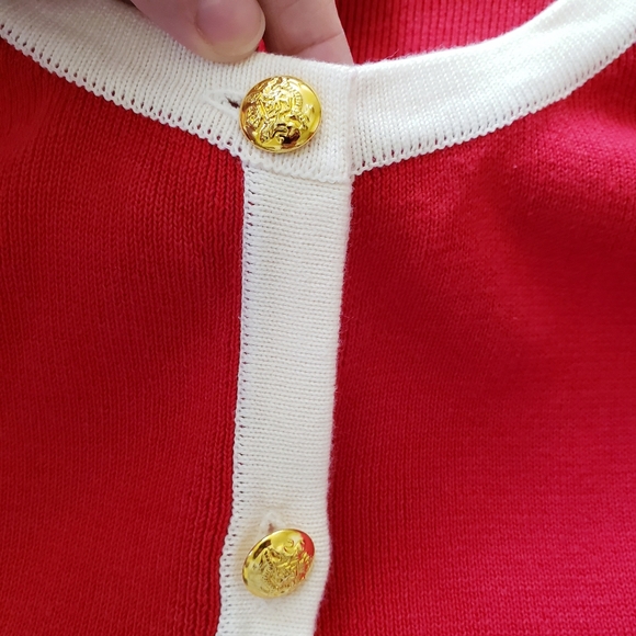 Talbots Classic Red Fine Knit Cardigan Sweater - Picture 10 of 14